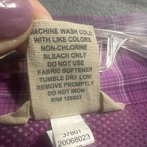 Duluth Trading Co Sidewinder Gardening Shirt Womens 1X Purple Plaid Vented UPF - Picture 9 of 12